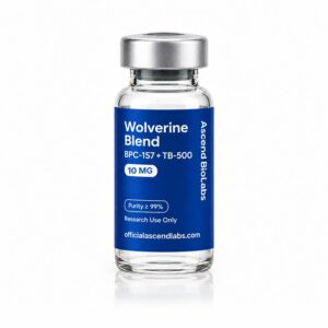 Wolverine Blend (BPC-157 + TB-500) research peptide vial by Ascend Bio Labs – officialascendlabs.com
